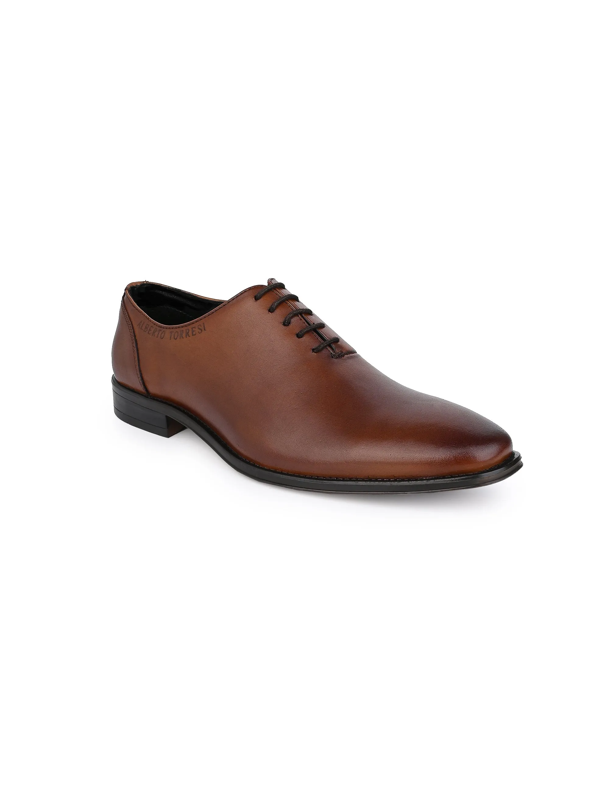 Tan Leather Lace Up Shoes For Men