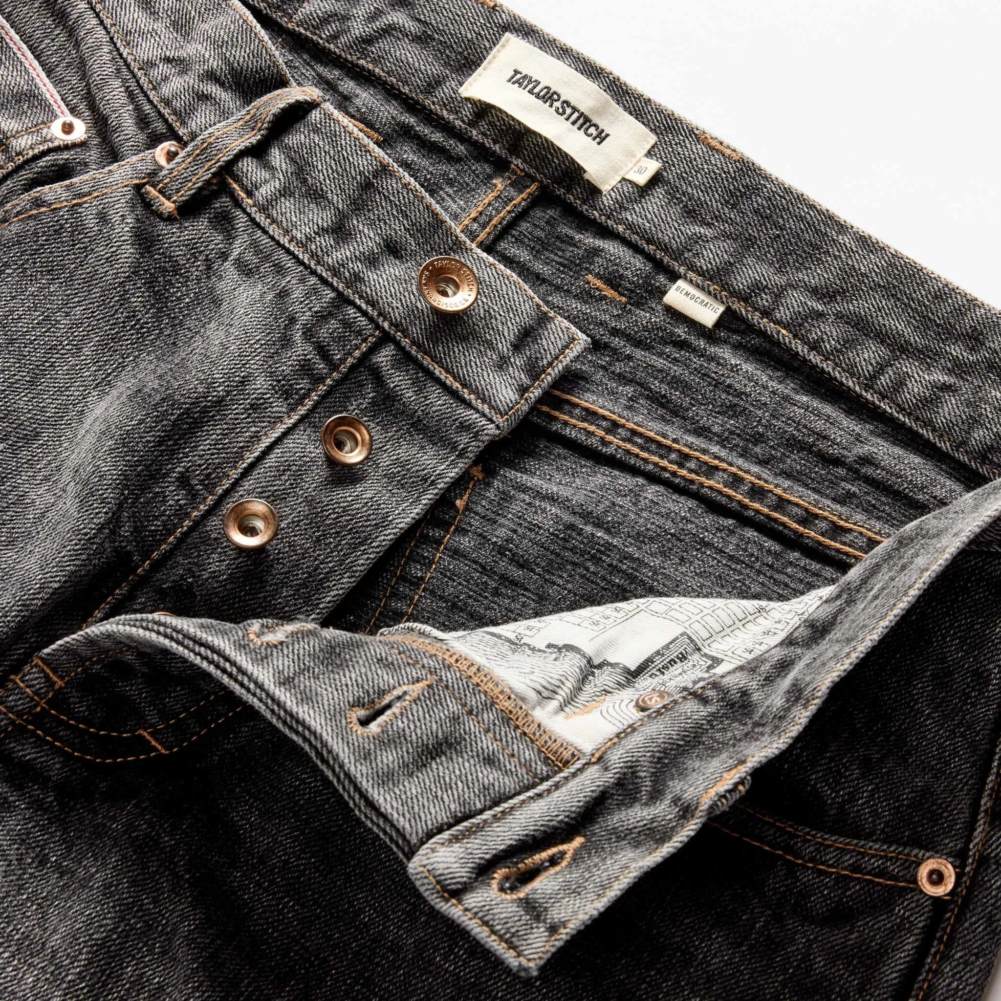 The Democratic Jean in Black 1-Year Wash Selvage Denim