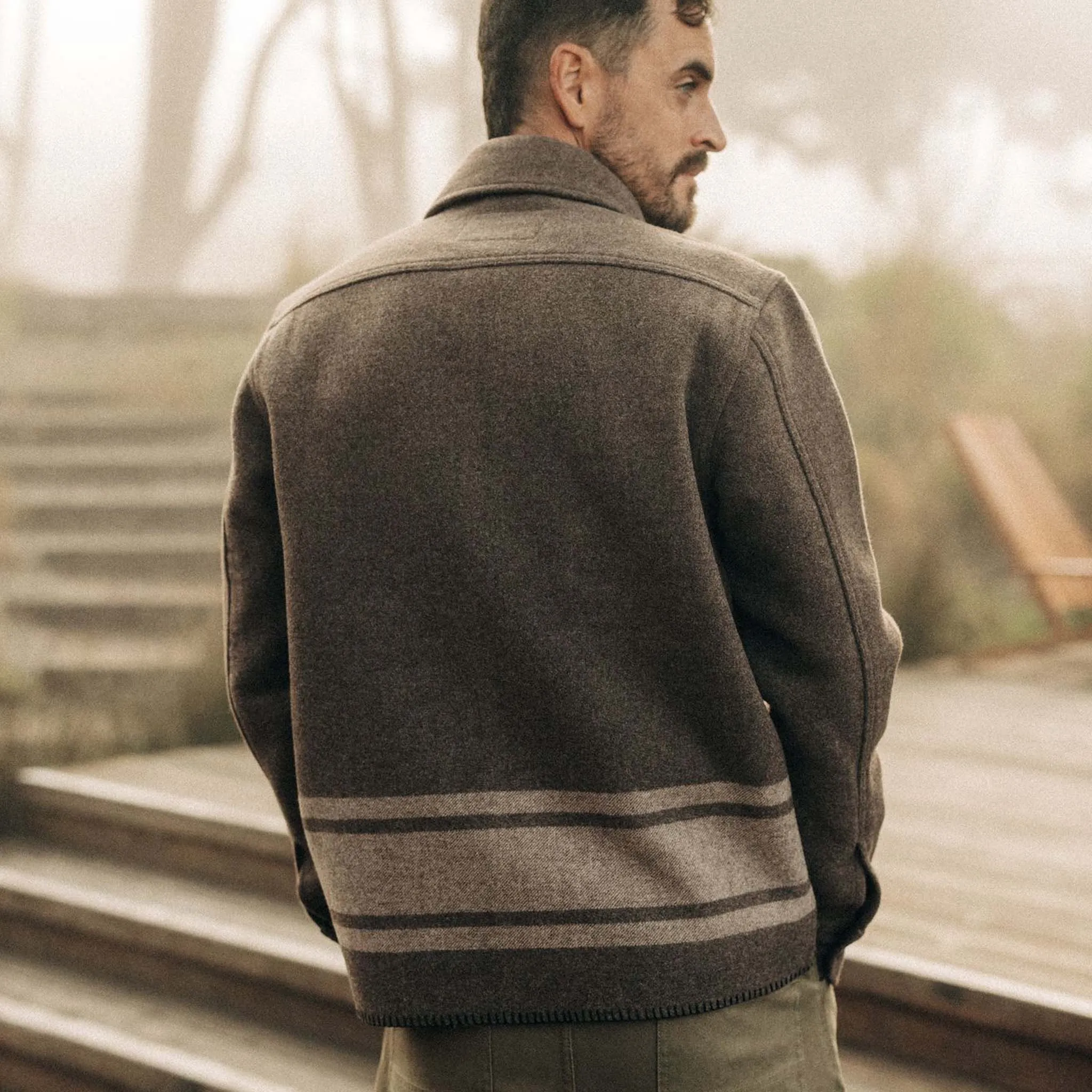 The Ranger Shirt in Sable Heather Blanket Stripe Wool