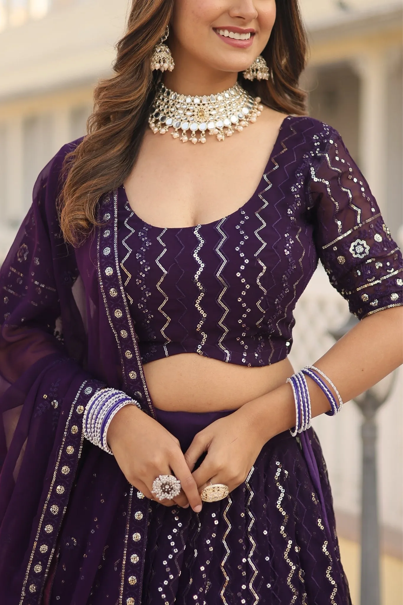 The Stunning Embroidered Work Lehenga Choli With Dupatta