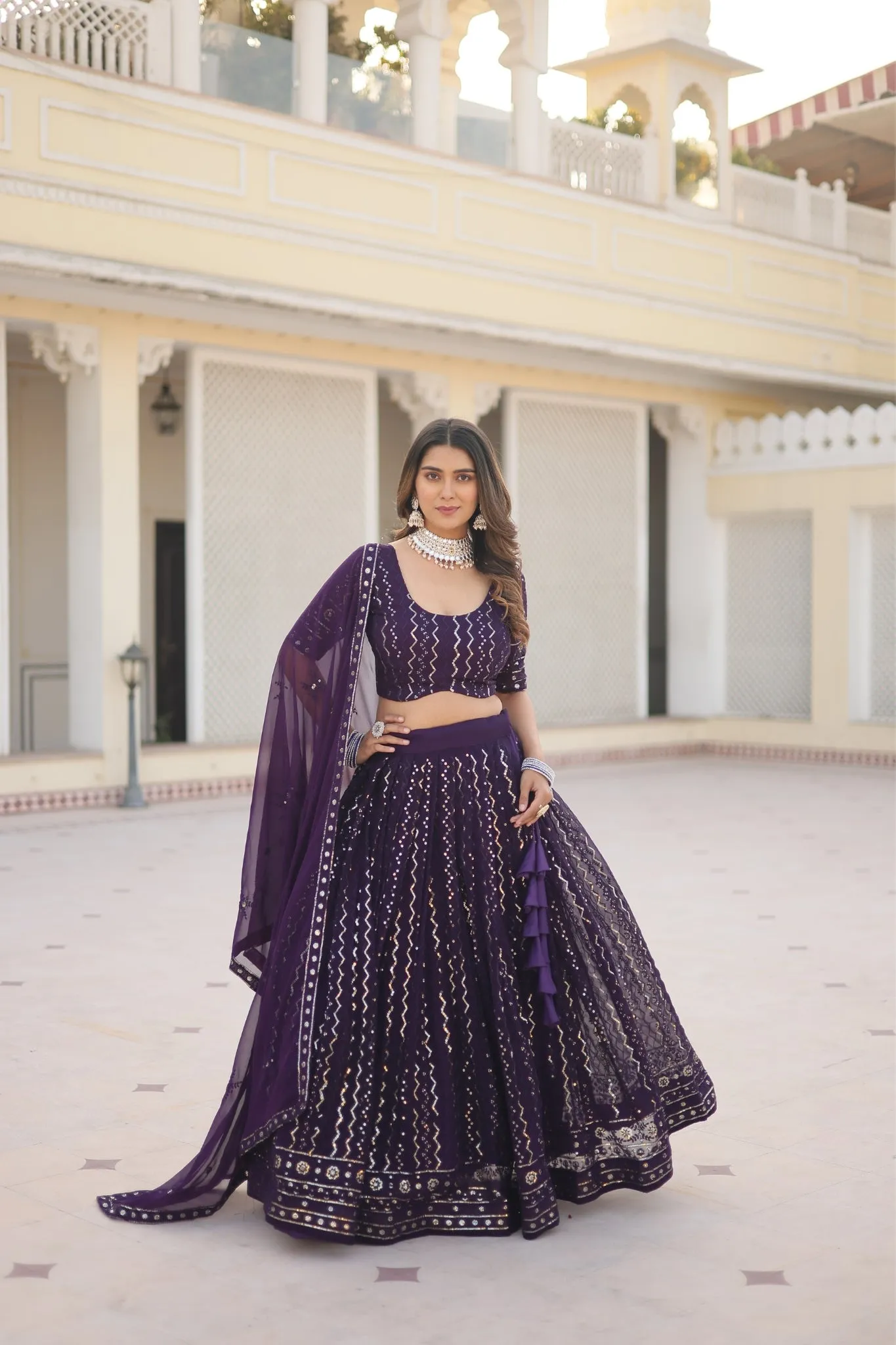 The Stunning Embroidered Work Lehenga Choli With Dupatta