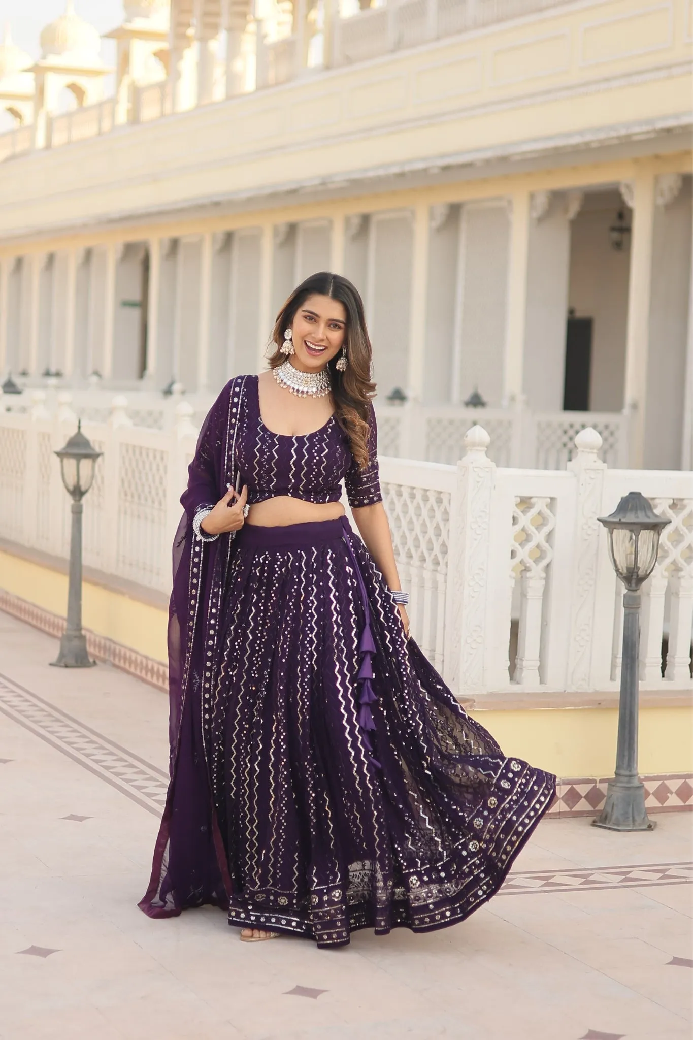 The Stunning Embroidered Work Lehenga Choli With Dupatta