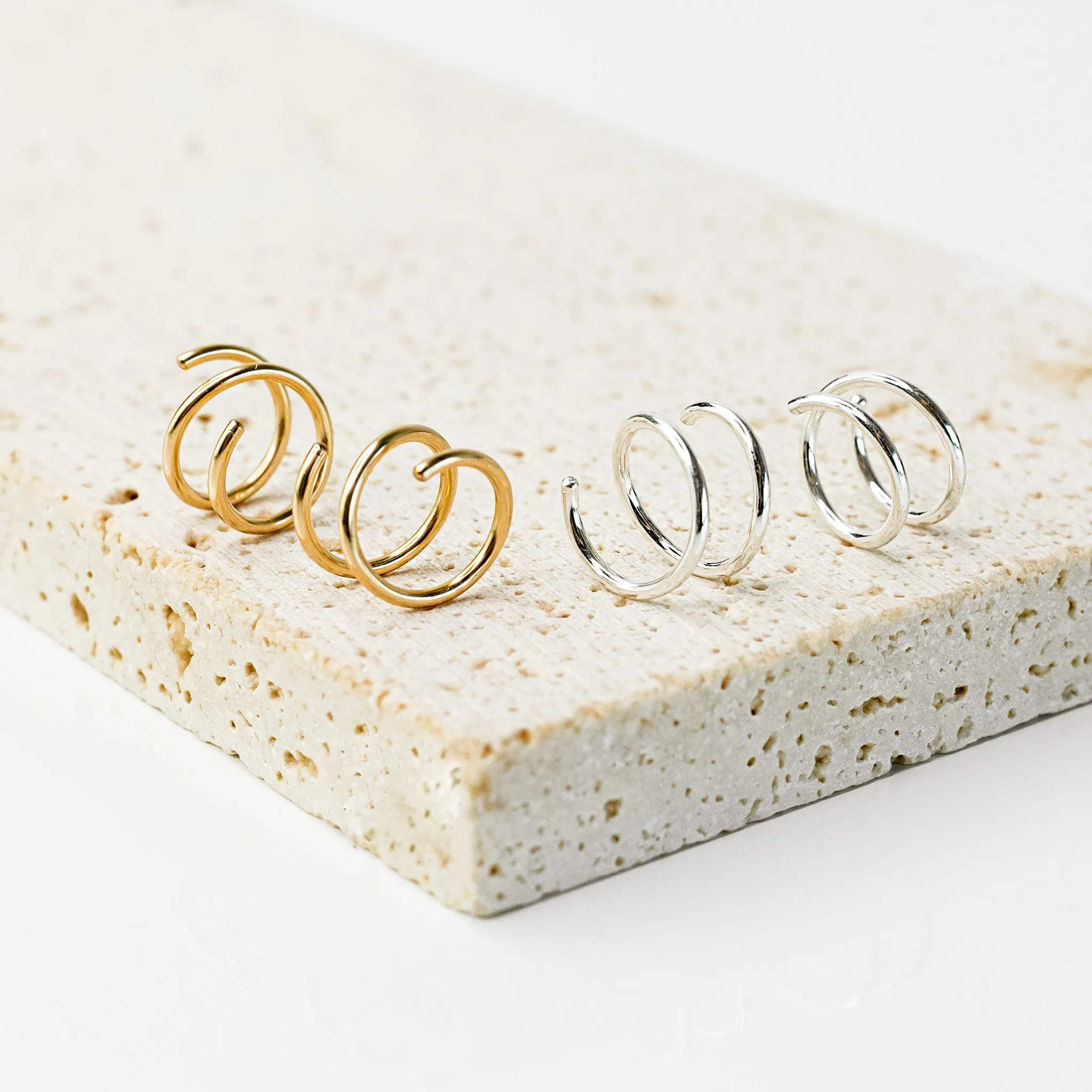 Tiny Twist Double Huggie Earrings