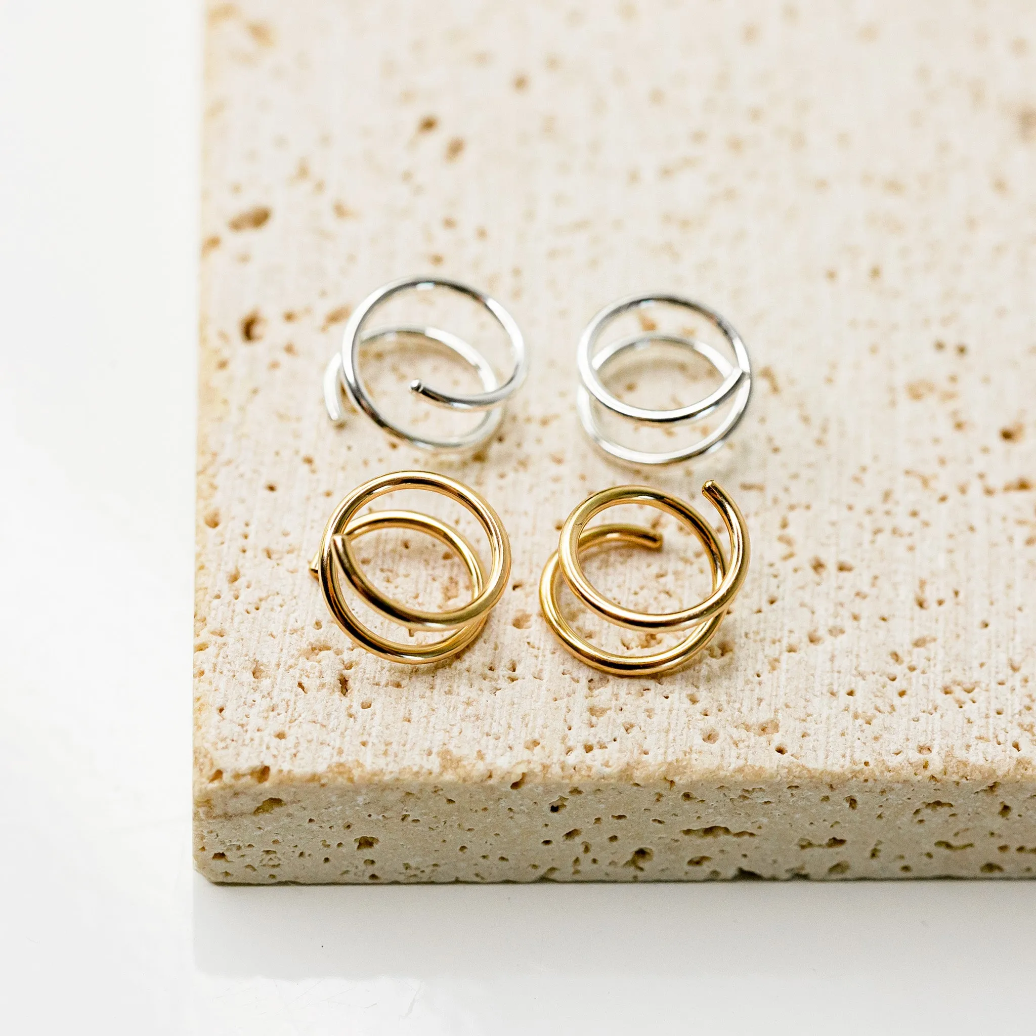 Tiny Twist Double Huggie Earrings