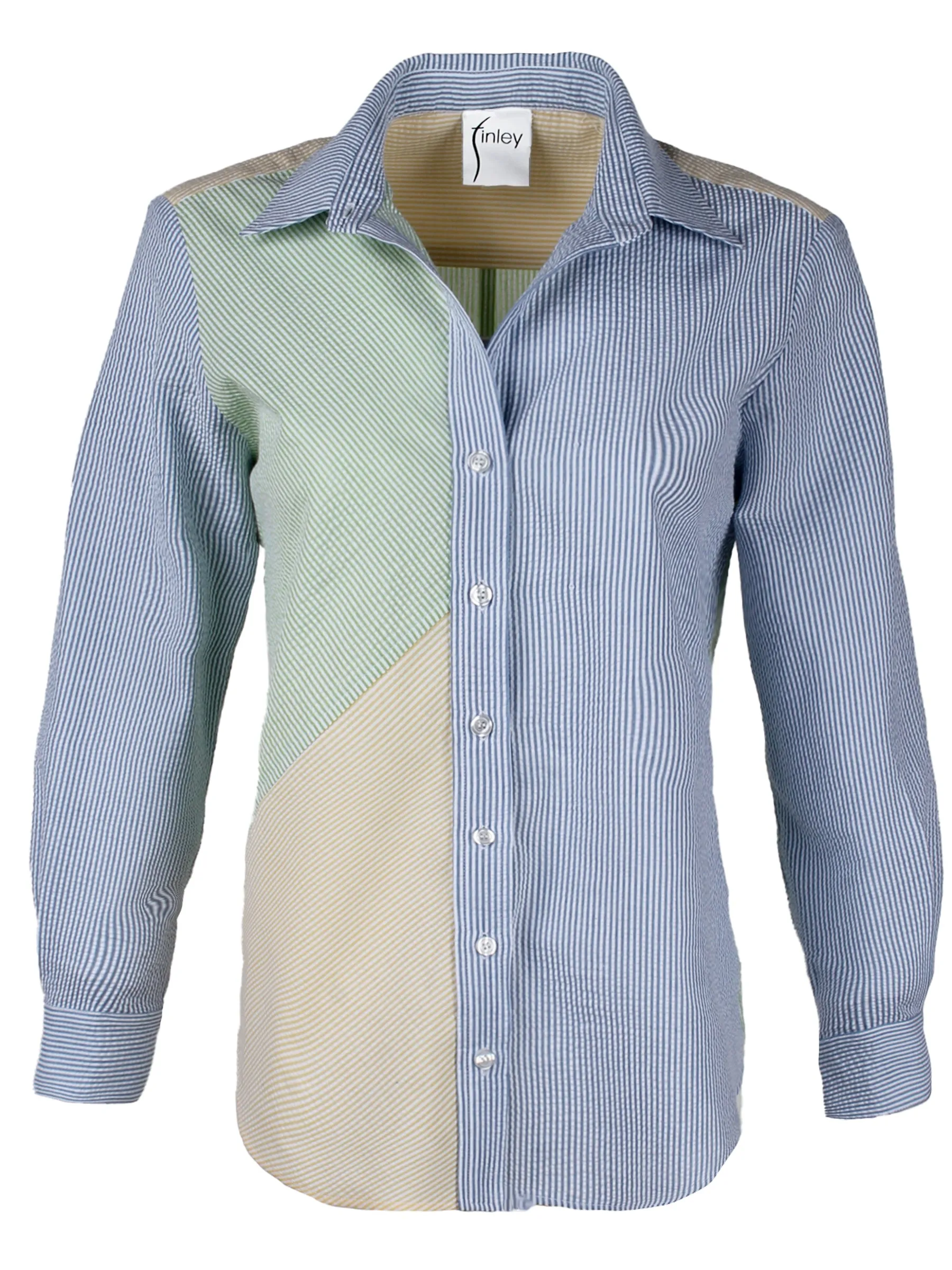 Topanga Shirt Colorblocked Seersucker Stripe