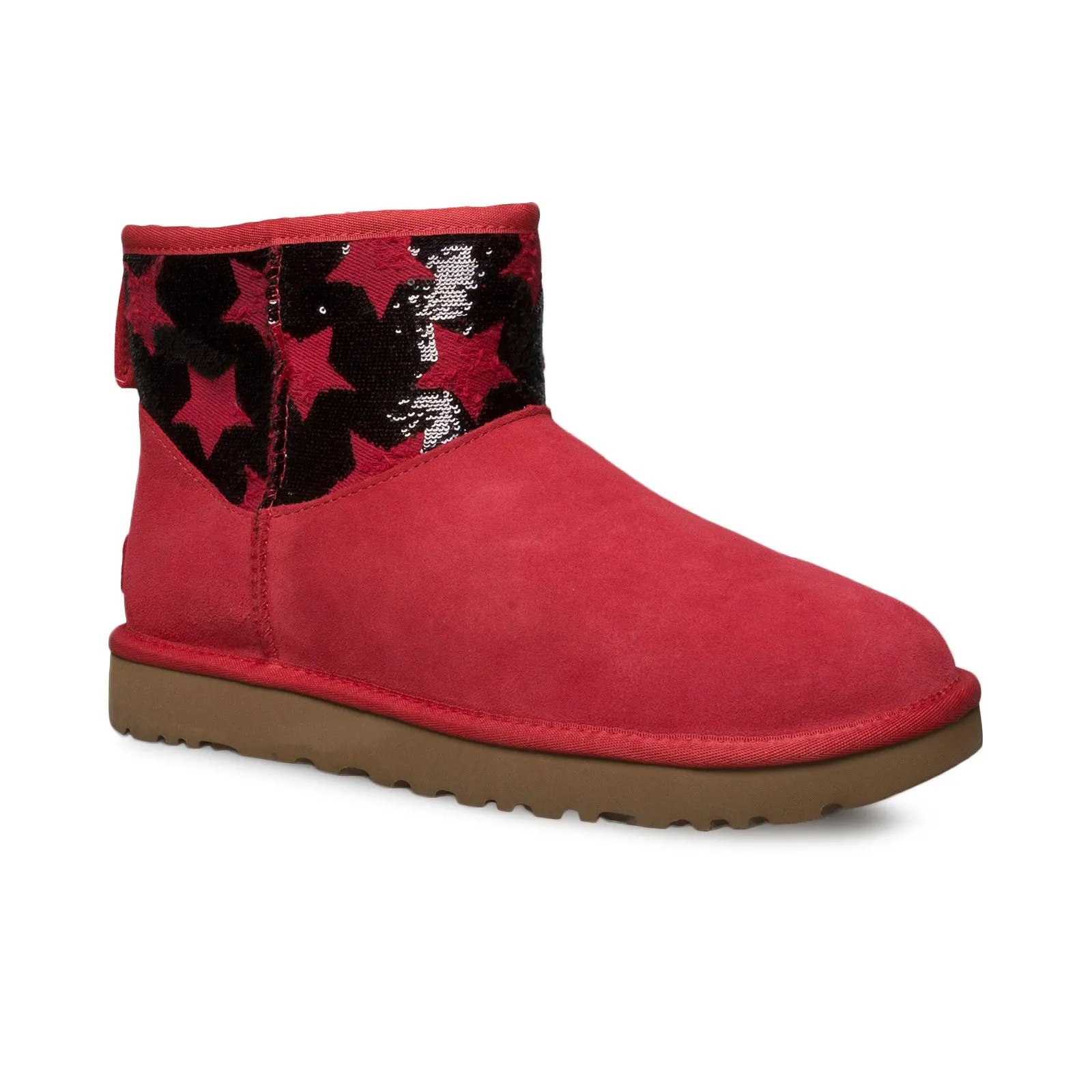 UGG Classic Mini Sequin Stars Ribbon Red Boots - Women's