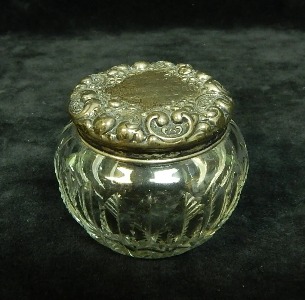 Vintage Cut Crystal Jar with Sterling Lid