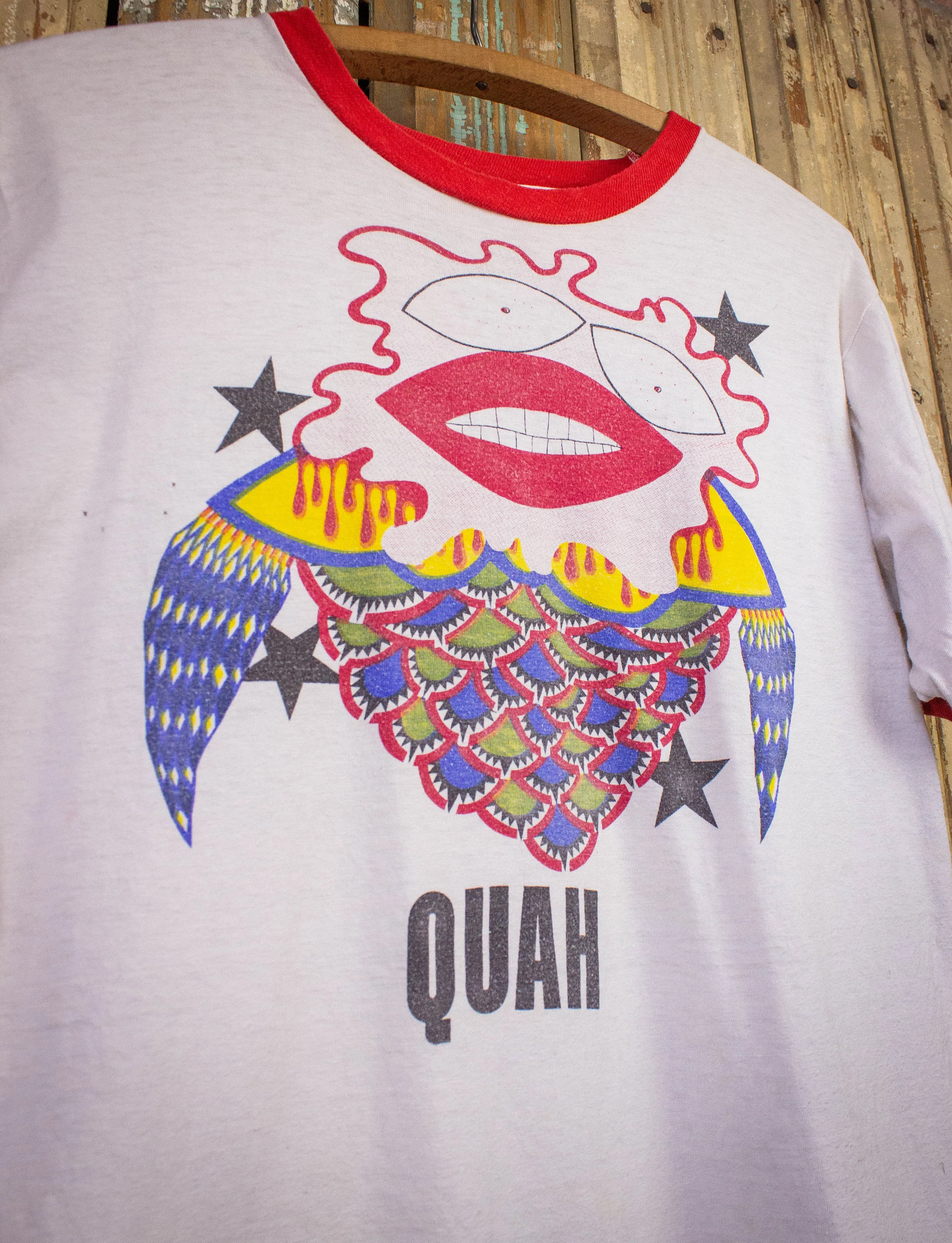 Vintage Jorma Kaukonen Quah Concert Ringer T Shirt 1974 White/Red Large