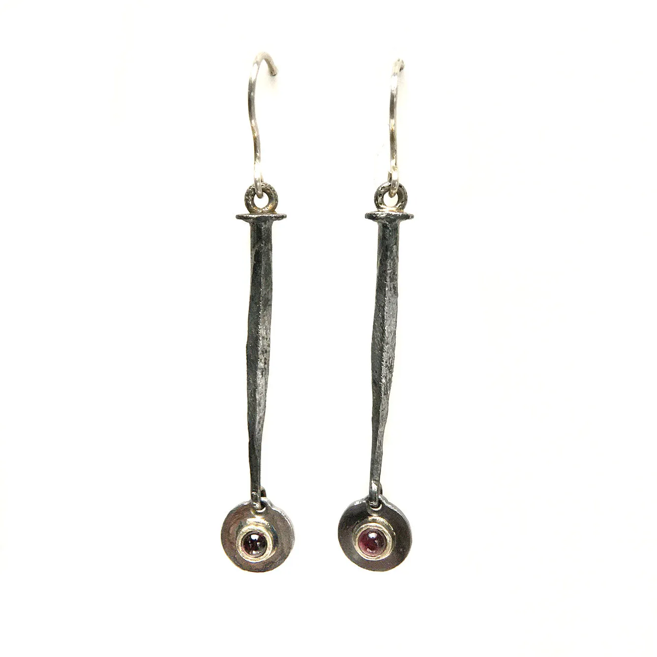 Vintage Nail Earrings with Garnets