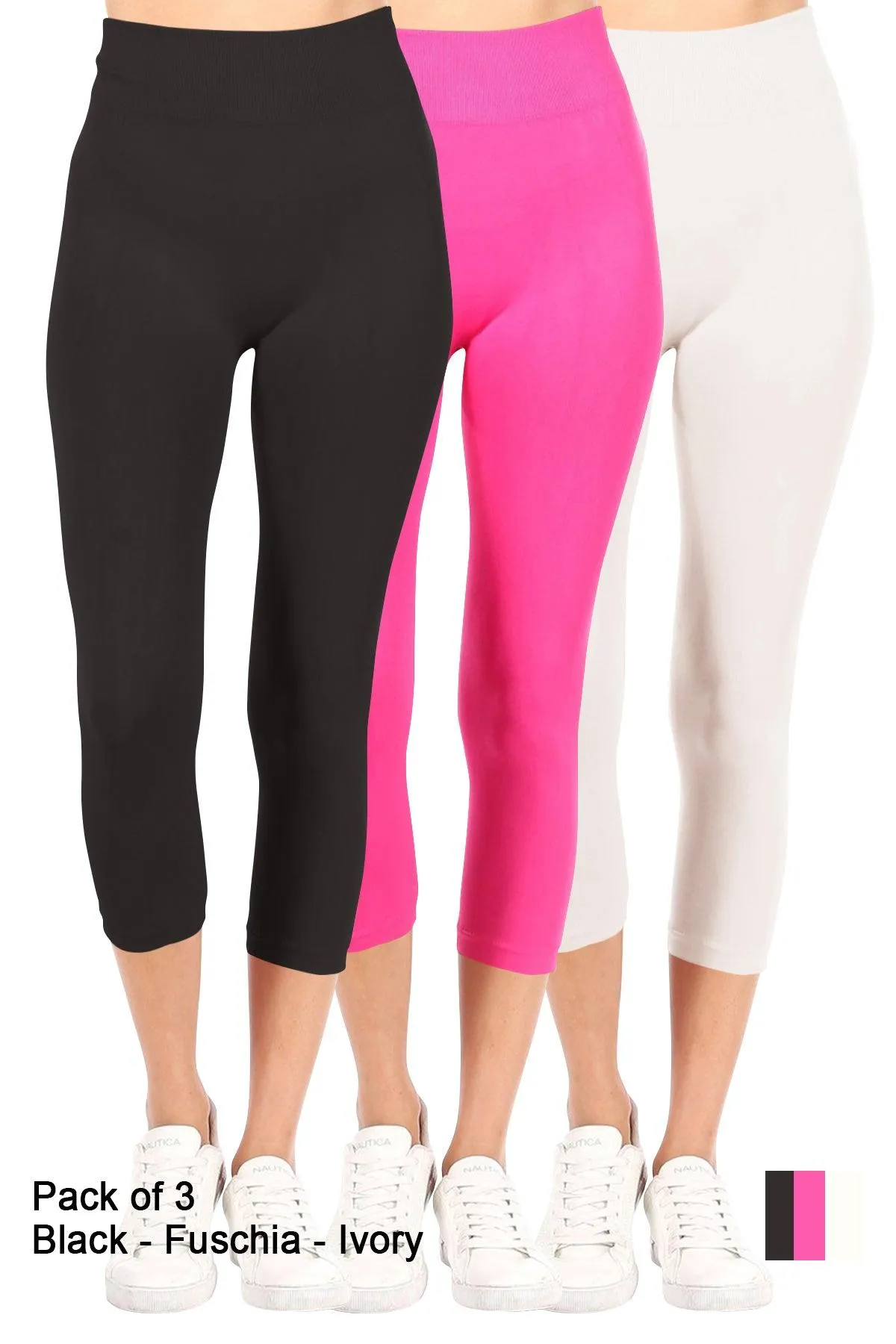 Women's Casual Seamless High Waist Solid Capri Leggings