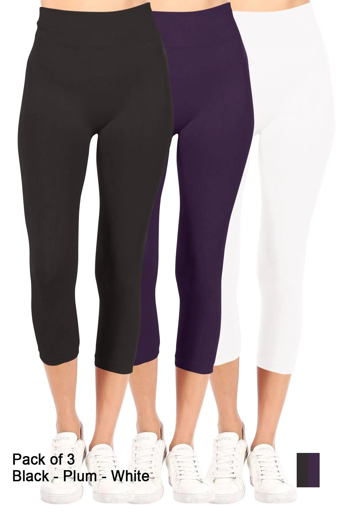 Women's Casual Seamless High Waist Solid Capri Leggings