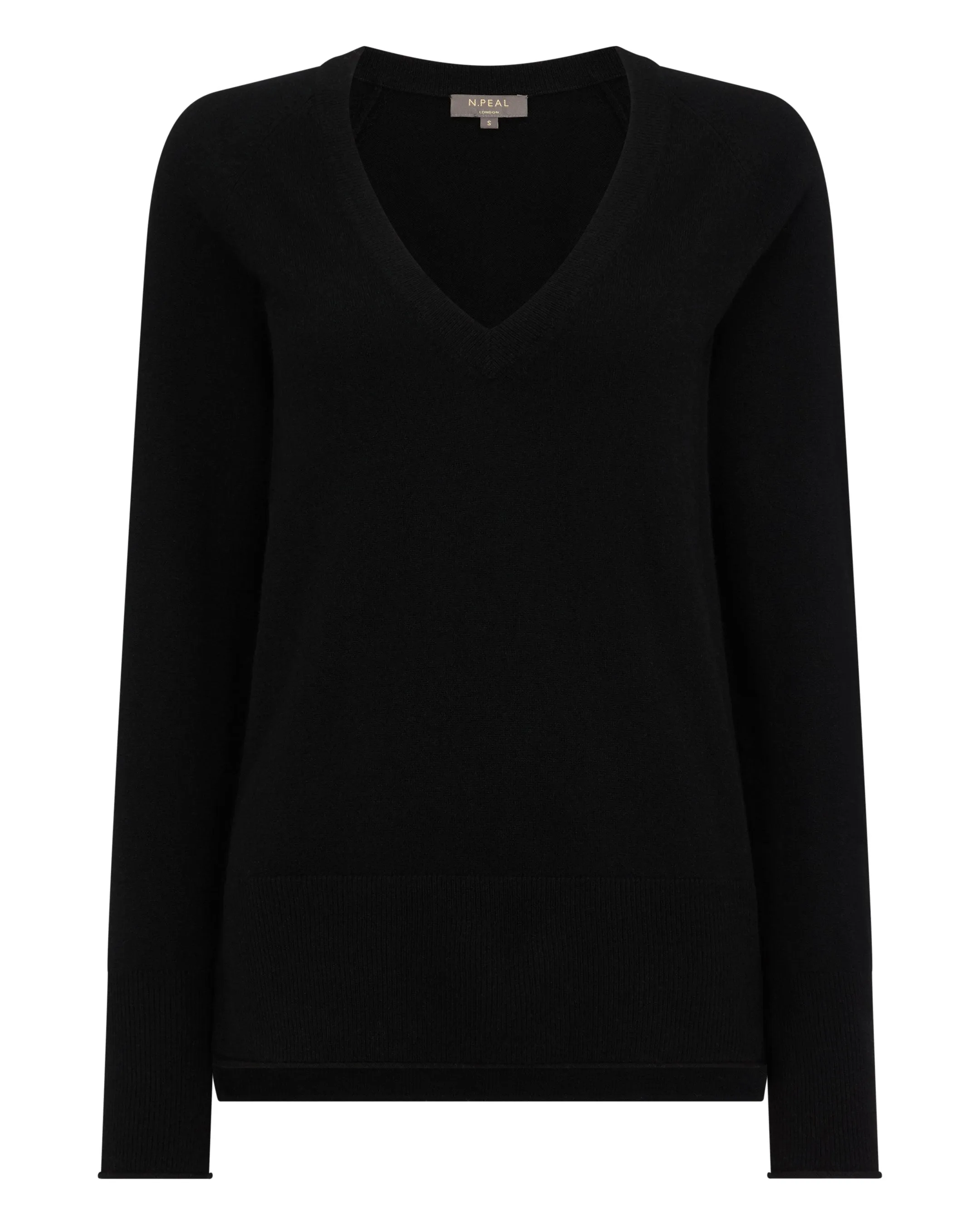 Women's Relaxed V Neck Cashmere Sweater Black