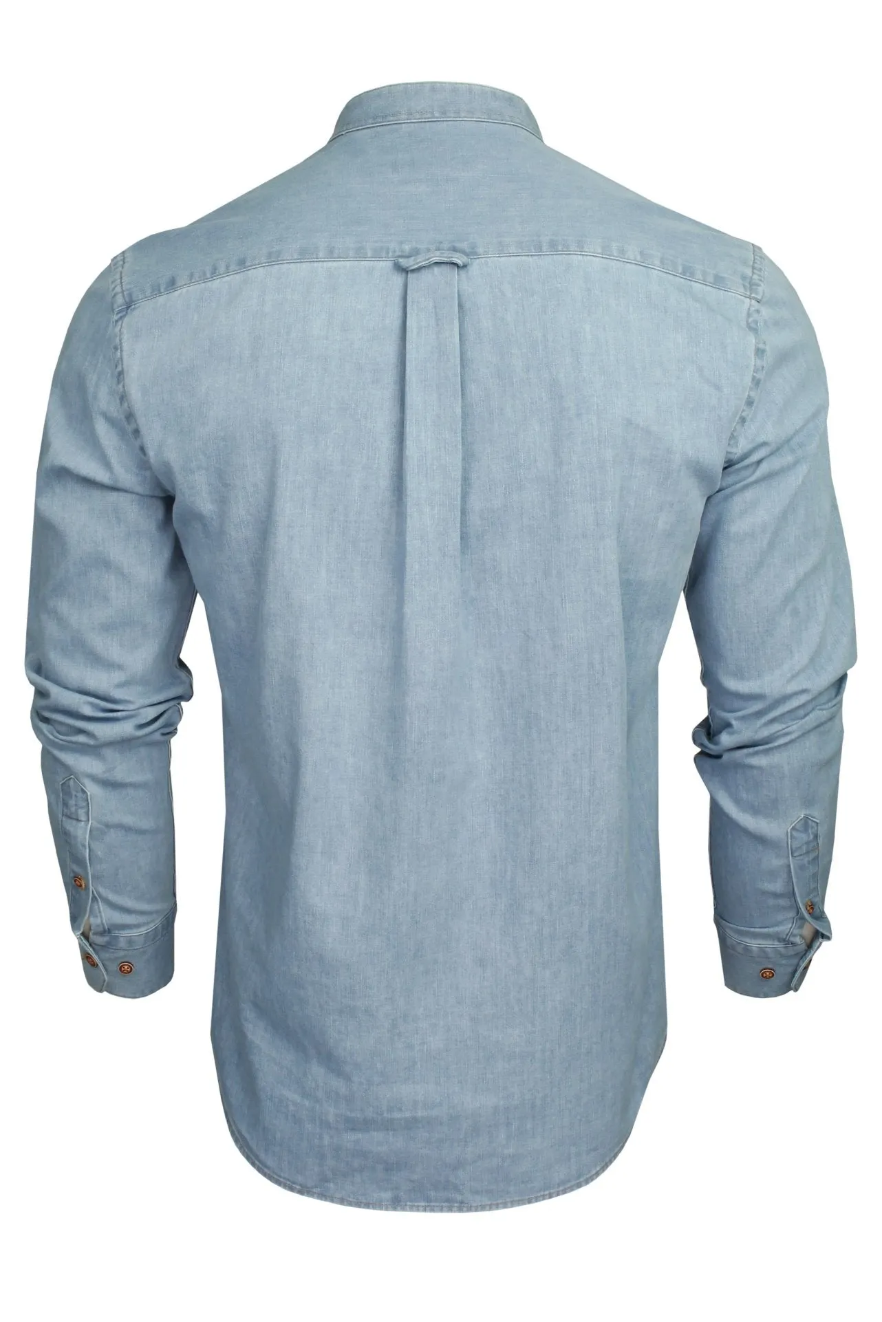 Xact Mens 6.6 oz Denim Band / Grandad Collar Shirt - Long Sleeved